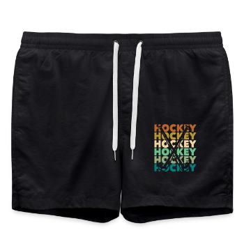 Feldhockey Spieler Retro Stil - Badeshorts - Schwarz - Vorne - AI Model Male 185 light (185cm)