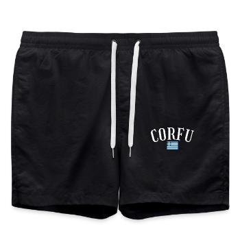Corfu Griechenland Griechische Flagge Grieche - Badeshorts - Schwarz - Vorne - AI Model Male 185 light (185cm)