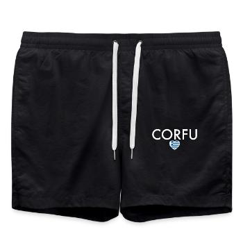Corfu Griechenland Griechische Flagge Grieche - Badeshorts - Schwarz - Vorne - AI Model Male 185 light (185cm)
