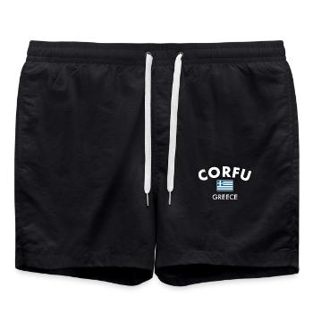 Corfu Griechenland Griechische Flagge Grieche - Badeshorts - Schwarz - Vorne - AI Model Male 185 light (185cm)