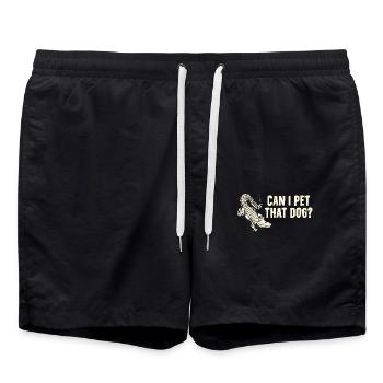 Lustiger Alligator Comic - Can I Pet That Dog? - Badeshorts - Schwarz - Vorne - AI Model Male 185 light (185cm)