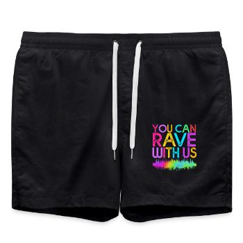 Rave Raver Techno music Techno bass Mixer - Swim Trunks - black - Front - AI Model Male 185 light (185cm)