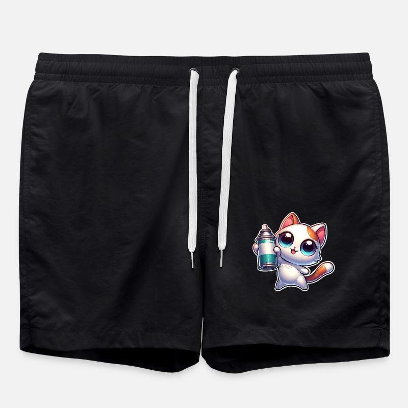Chat Spray Peut Graffiti - Short de bain - noir