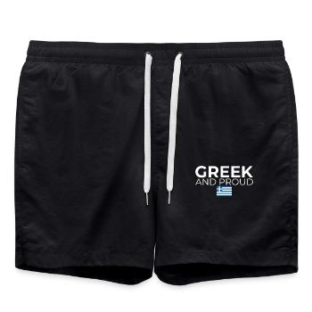 Greek And Proud Greek Flag - Swim Trunks - black - Front - AI Model Male 185 light (185cm)
