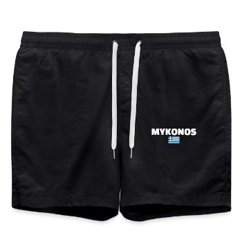 Mykonos Greece Greek Flag Greek - Swim Trunks - black - Front - AI Model Male 185 light (185cm)