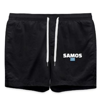 Samos Griechenland Griechische Flagge Grieche - Badeshorts - Schwarz - Vorne - AI Model Male 185 light (185cm)