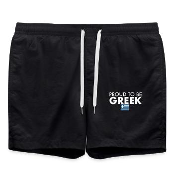 Proud To Be Greek Greek Flag - Swim Trunks - black - Front - AI Model Male 185 light (185cm)