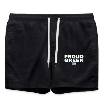 Proud Greek Greece Greek Flag - Swim Trunks - black - Front - AI Model Male 185 light (185cm)