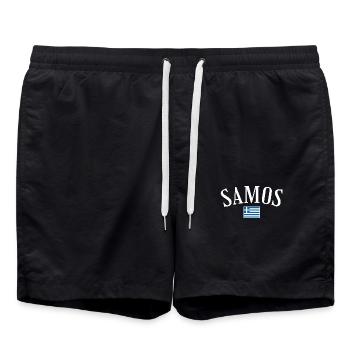 Samos Greece Greek Flag Greek - Swim Trunks - black - Front - AI Model Male 185 light (185cm)