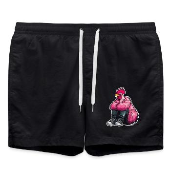 Coq de mode à la mode en plume rose Veste de poulet - Short de bain - noir - Devant - AI Model Male 185 light (185cm)