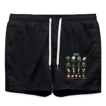January seasonal vegetables and fruit collage - Badeshorts - Schwarz - Vorne - AI Model Male 185 light (185cm)