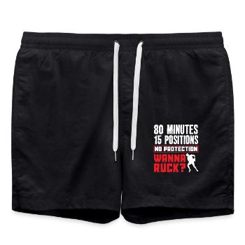 Joueur de rugby 80 minutes 15 positions - Short de bain - noir - Devant - AI Model Male 185 light (185cm)