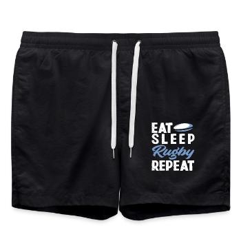 Manger dormir Joueur de rugby Répéter - Short de bain - noir - Devant - AI Model Male 185 light (185cm)