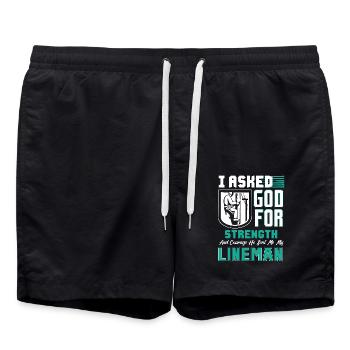 Lineman God Sent Me My Lineman - Swim Trunks - black - Front - AI Model Male 185 light (185cm)