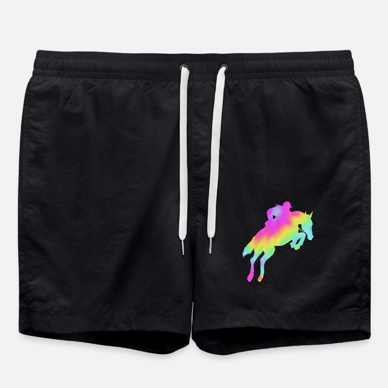Springreiten Springpferd - Badeshorts - Schwarz