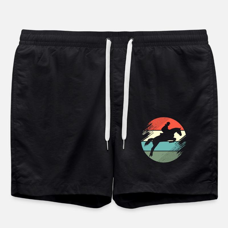 Springreiten Springpferd - Badeshorts - Schwarz