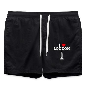 J’aime Londres Cool Empire Tower Paris France Jeu de mots - Short de bain - noir - Devant - AI Model Male 185 light (185cm)