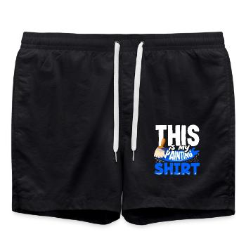 This is my painter outfit - Swim Trunks - black - Front - AI Model Male 185 light (185cm)