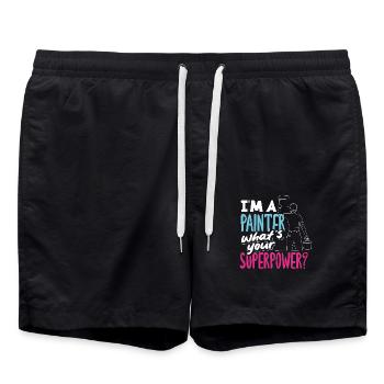I'm a painter what's your superpower - Swim Trunks - black - Front - AI Model Male 185 light (185cm)