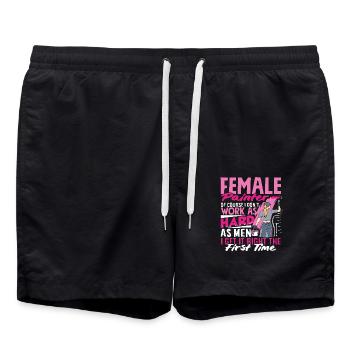 Femme peintre - Bien sûr que je le fais bien - Short de bain - noir - Devant - AI Model Male 185 light (185cm)