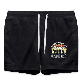 Février 1995 Vintage Cadeau Anniversaire 30 Ans - Short de bain - noir - Devant - AI Model Male 185 light (185cm)