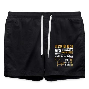 Dermatologist Face It Fight it Finish It - Swim Trunks - black - Front - AI Model Male 185 light (185cm)