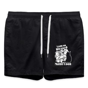 Owned By A Maine Coon Cat - Swim Trunks - black - Front - AI Model Male 185 light (185cm)