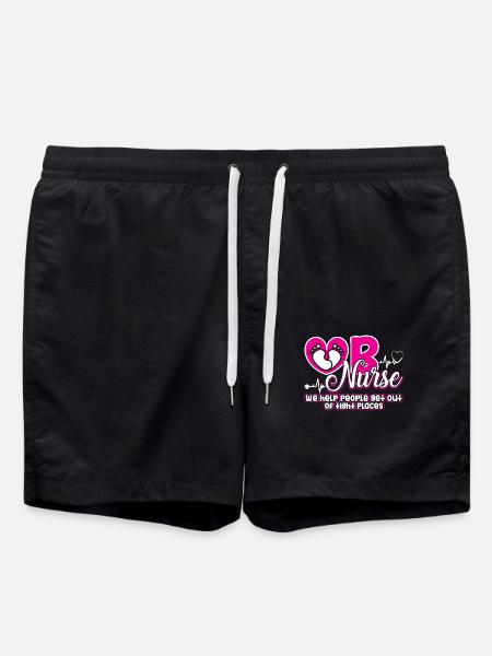 OB Nurse Funny OB Nurse - Swim Trunks - black