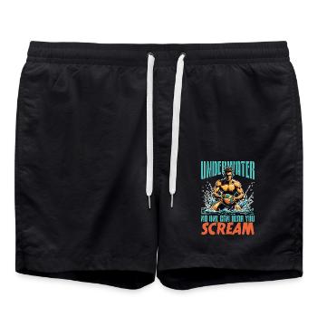 Water Polo Underwater No One Can Hear You Diving - Swim Trunks - black - Front - AI Model Male 185 light (185cm)