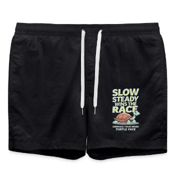 Slow and steady wins the race embrace turtle pace - Swim Trunks - black - Front - AI Model Male 185 light (185cm)