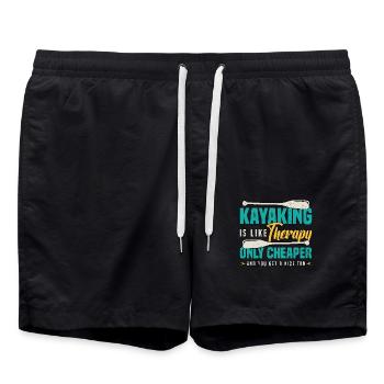 Kayak Fishing Kayaking Is Like Therapy Canoeing - Swim Trunks - black - Front - AI Model Male 185 light (185cm)