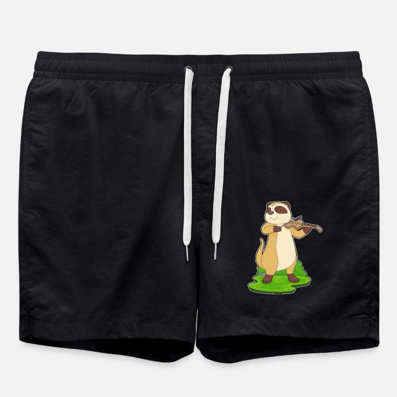 Meerkat Musician Violin - Swim Trunks - black