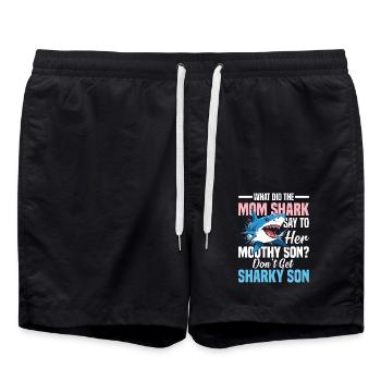 What Did The Mom Shark Say - Badeshorts - Schwarz - Vorne - AI Model Male 185 light (185cm)