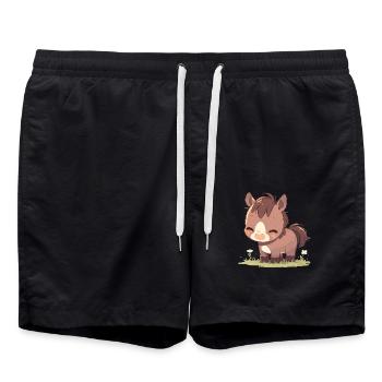 Horses Horse - Swim Trunks - black - Front - AI Model Male 185 light (185cm)