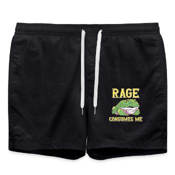 Anger Consumes Me Frog Humor Cartoon - Swim Trunks - black - Front - AI Model Male 185 light (185cm)