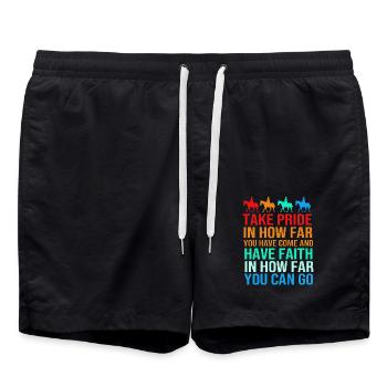 Dressur Dressurpferd Dressurreiter - Badeshorts - Schwarz - Vorne - AI Model Male 185 light (185cm)