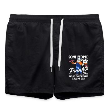 Painter Dad the most important - Swim Trunks - black - Front - AI Model Male 185 light (185cm)