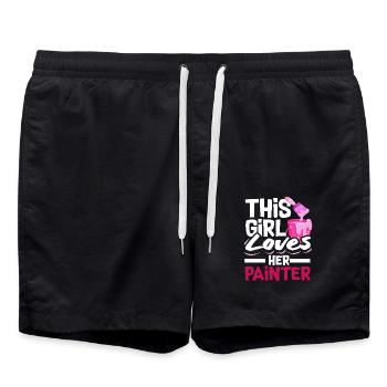 This woman loves her painter - Swim Trunks - black - Front - AI Model Male 185 light (185cm)