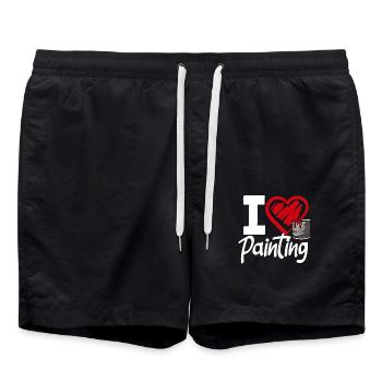 I Love Paint Artist Heart Painter - Swim Trunks - black - Front - AI Model Male 185 light (185cm)