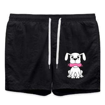 Chien Saucisse Bouche Faim Nourriture Mange Saucisses Sucré - Short de bain - noir - Devant - AI Model Male 185 light (185cm)