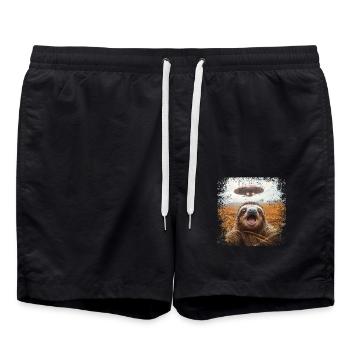 Drôle paresseux Selfie OVNI Meme cadeau - Short de bain - noir - Devant - AI Model Male 185 light (185cm)