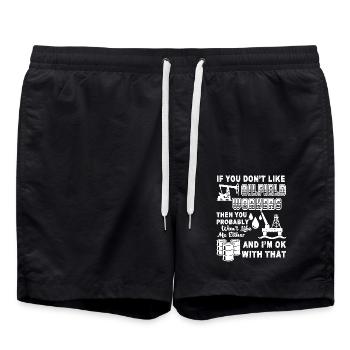Oilfield Worker If You Don't Like Oilfield Workers - Swim Trunks - black - Front - AI Model Male 185 light (185cm)