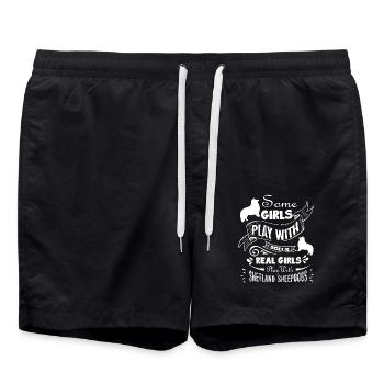 Real Girls Play With Shetland Sheepdog - Swim Trunks - black - Front - AI Model Male 185 light (185cm)
