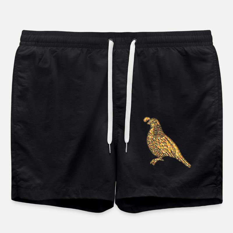 Quail Geometric - Swim Trunks - black
