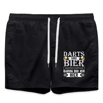 Darts und Bier darum bin ich hier Geschenkidee - Badeshorts - Schwarz - Vorne - AI Model Male 185 light (185cm)
