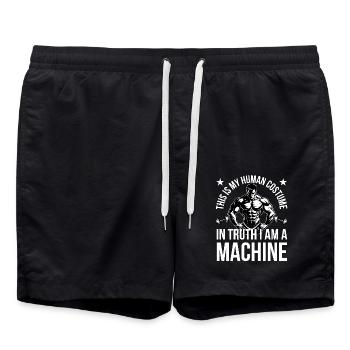 C’est mon costume humain, je suis une machine Cadeau - Short de bain - noir - Devant - AI Model Male 185 light (185cm)