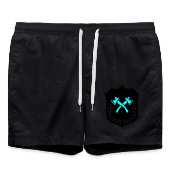 Coat of Arms Axe Axes - Swim Trunks - black - Front - AI Model Male 185 light (185cm)