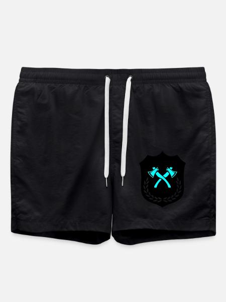Wappen Axt Äxte - Badeshorts - Schwarz