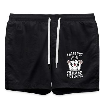 Husky sibérien disant Huskies de Sibérie cadeau - Short de bain - noir - Devant - AI Model Male 185 light (185cm)