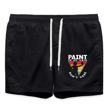 Painter: Paint In My Hair Don't Care - Swim Trunks - black - Front - AI Model Male 185 light (185cm)
